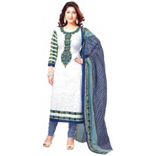 The Fashions Hub Women's Cotton Unstitched Salwar Suit (White)